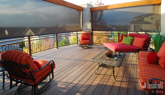 Oasis 2800 Patio shades from Insolroll open deck installation