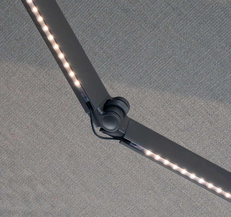 Modern LED strip light fixture on ceiling