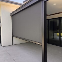 Modern outdoor patio with retractable screen shade